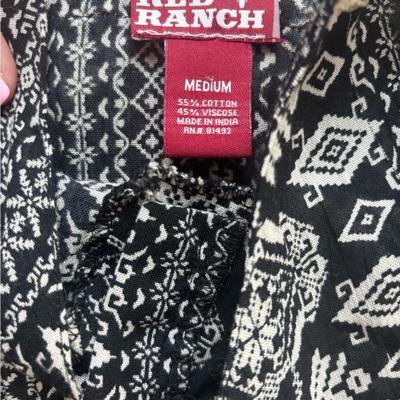 Red Ranch Western Style High Low Sun Dress with Crochet Detail - Medium - Picture 7 of 8